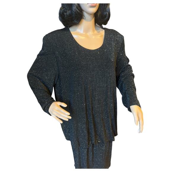 Formal Onyx Nite black pop over shimmering formal drop waist dress size 18 - Picture 2 of 13